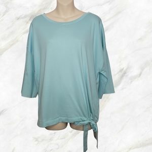 MARC CAIN teal tie hem t-shirt size 14 NEW